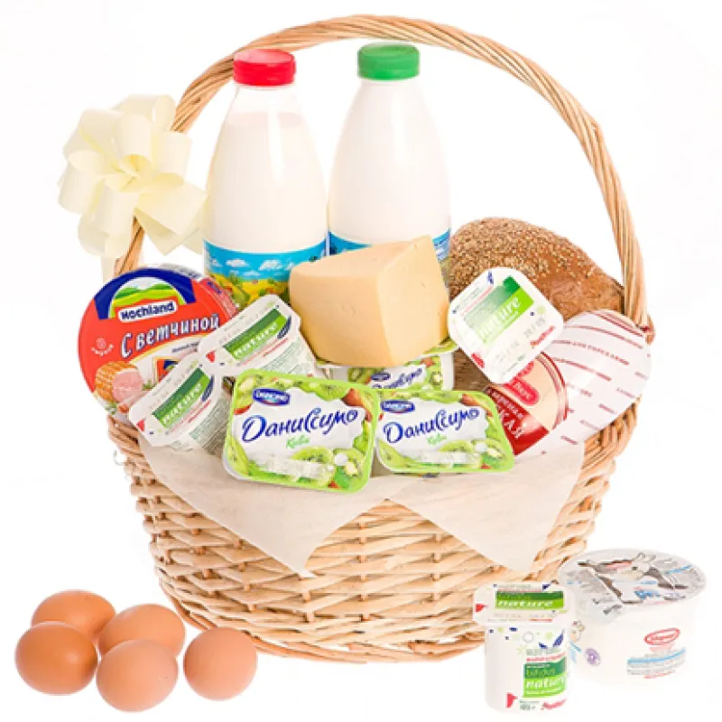 Корзинка свежих продуктов с хлебом и молоком, доставка Сураж